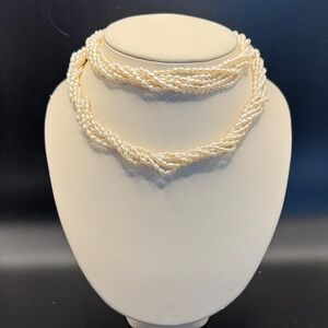 Vintage Infinity Cream Pearl Necklace 6 Strands 24 inches Estate